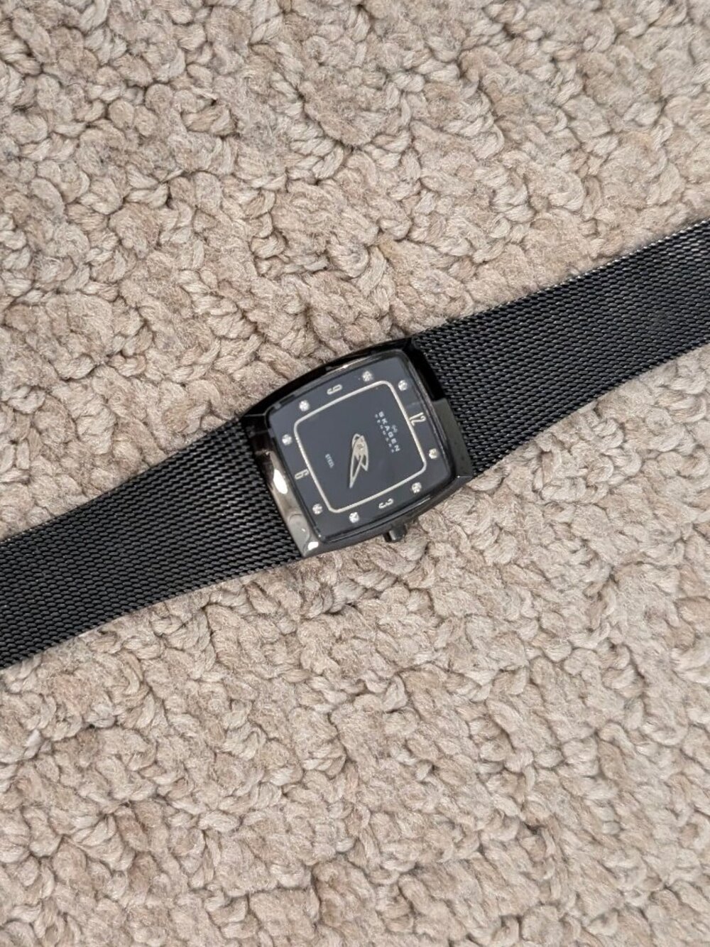 Skagen Womens Watch 21mm Black Dial w Crystals and Mesh Bracelet Steel